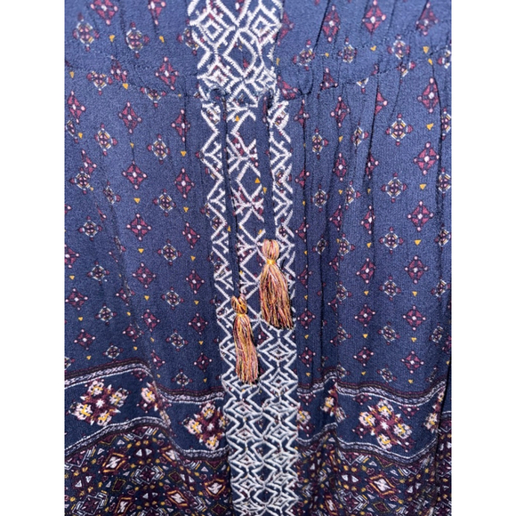 Women's Knox Rose Navy White Patterned Long Sleeve Tunic Dress M​ - Picture 2 of 8